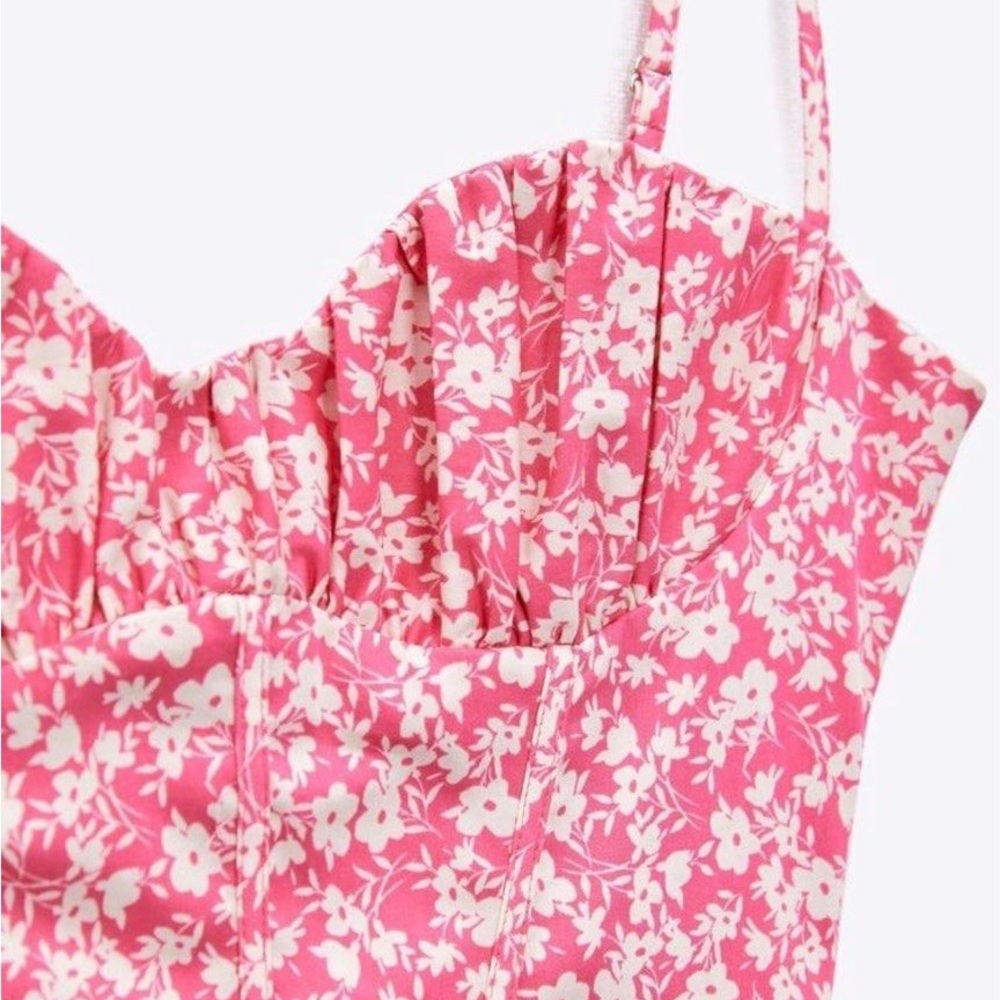 NWT | Zara pink floral corset bodysuit size small - Picture 4 of 5